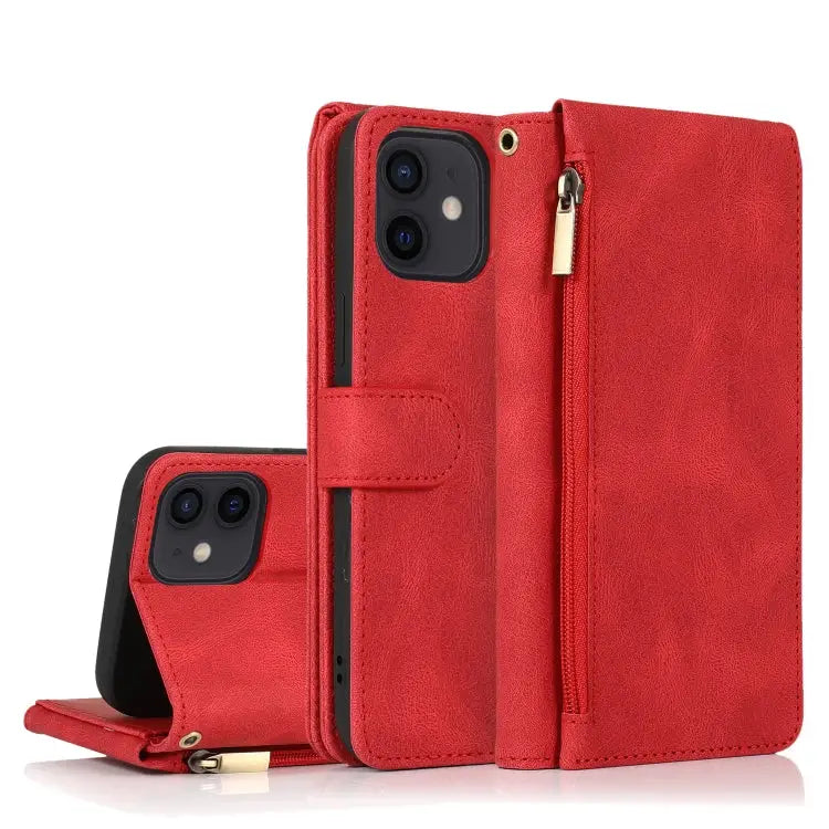 Skin-feel Crazy Horse Texture Zipper Wallet Bag Horizontal Flip Leather Case with Holder & Card Slots & Wallet &