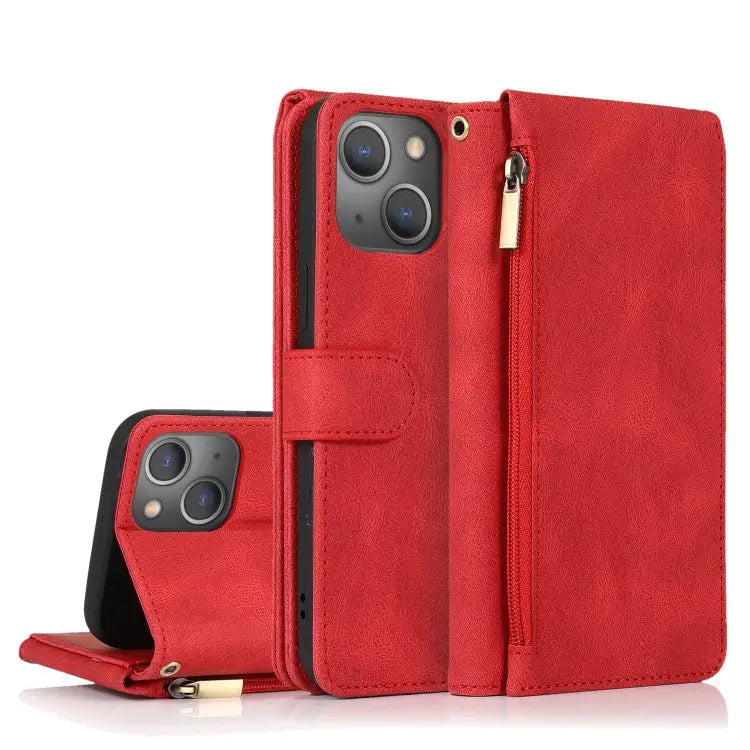 Skin-feel Crazy Horse Texture Zipper Wallet Bag Horizontal Flip Leather Case with Holder & Card Slots & Wallet &