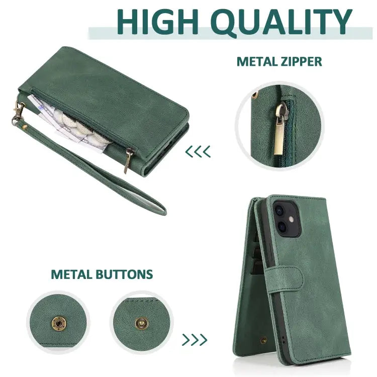 Skin-feel Crazy Horse Texture Zipper Wallet Bag Horizontal Flip Leather Case with Holder & Card Slots & Wallet &