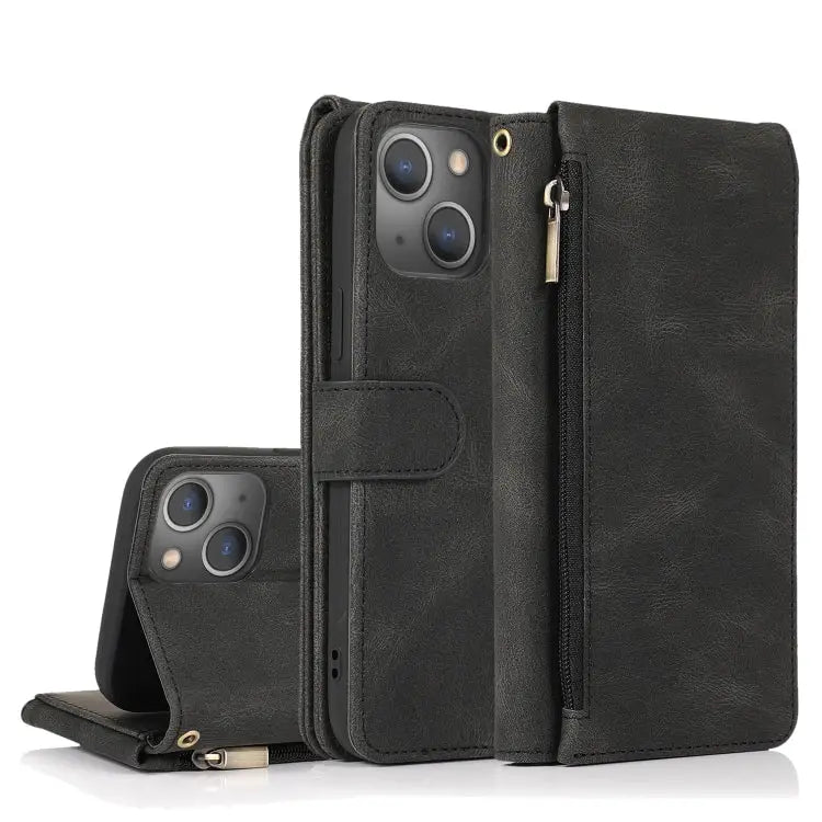 Skin-feel Crazy Horse Texture Zipper Wallet Bag Horizontal Flip Leather Case with Holder & Card Slots & Wallet &