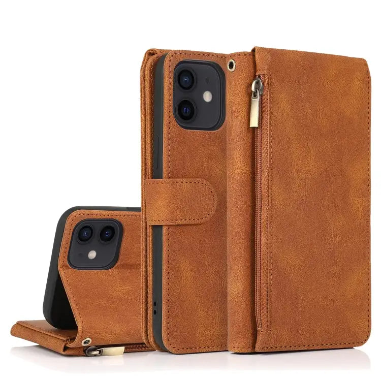 Skin-feel Crazy Horse Texture Zipper Wallet Bag Horizontal Flip Leather Case with Holder & Card Slots & Wallet &