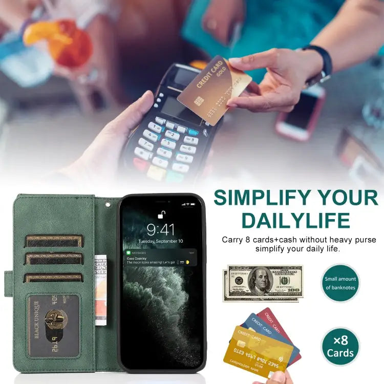 Skin-feel Crazy Horse Texture Zipper Wallet Bag Horizontal Flip Leather Case with Holder & Card Slots & Wallet &