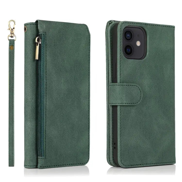 Skin-feel Crazy Horse Texture Zipper Wallet Bag Horizontal Flip Leather Case with Holder & Card Slots & Wallet &