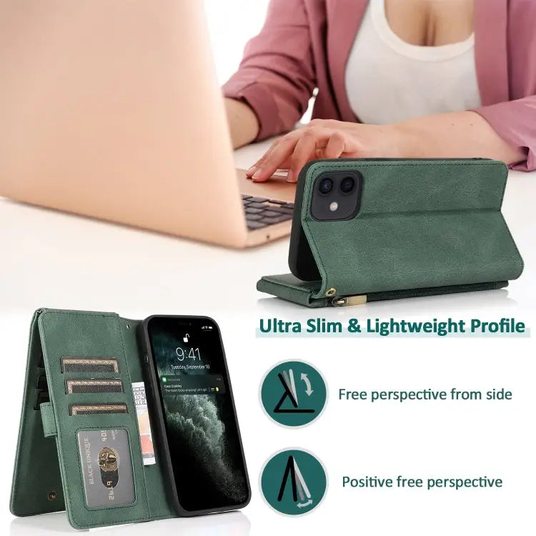 Skin-feel Crazy Horse Texture Zipper Wallet Bag Horizontal Flip Leather Case with Holder & Card Slots & Wallet &