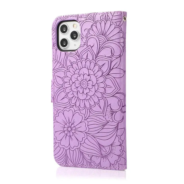 Skin Feel Embossed Sunflower Horizontal Flip Leather Case with Holder & Card Slots & Wallet & Lanyard For iPhone 11 Pro