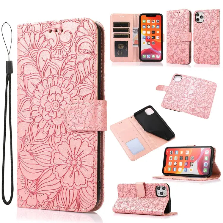 Skin Feel Embossed Sunflower Horizontal Flip Leather Case with Holder & Card Slots & Wallet & Lanyard For iPhone 11 Pro