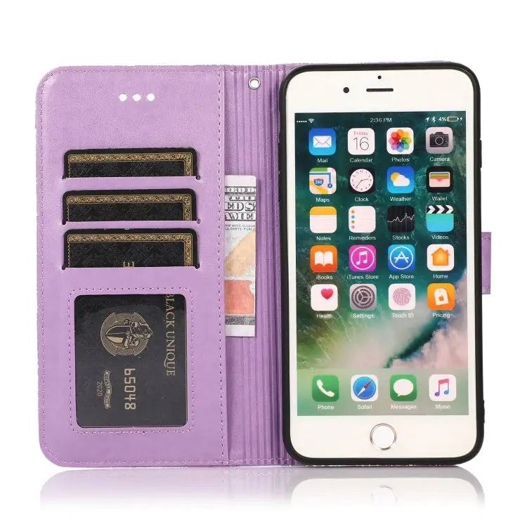 Skin Feel Embossed Sunflower Horizontal Flip Leather Case with Holder & Card Slots & Wallet & Lanyard For iPhone 7 Plus