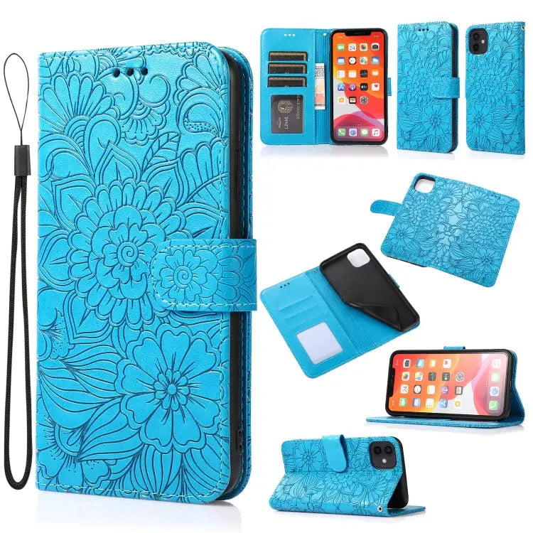 Skin Feel Embossed Sunflower Horizontal Flip Leather Case with Holder & Card Slots & Wallet & Lanyard For iPhone 11 Pro