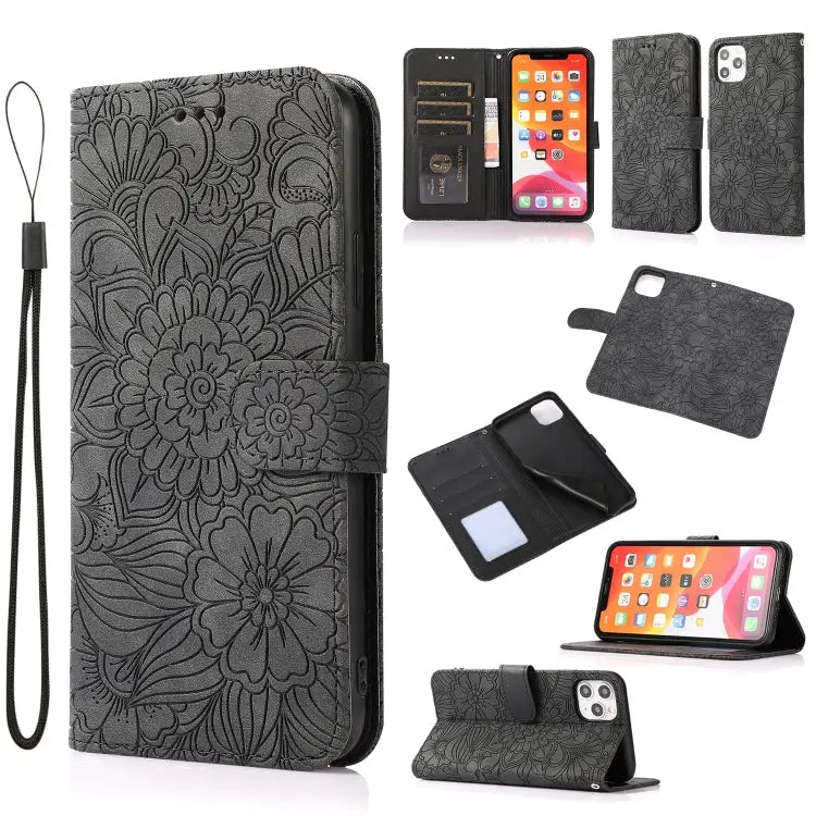 Skin Feel Embossed Sunflower Horizontal Flip Leather Case with Holder & Card Slots & Wallet & Lanyard For iPhone 11 Pro
