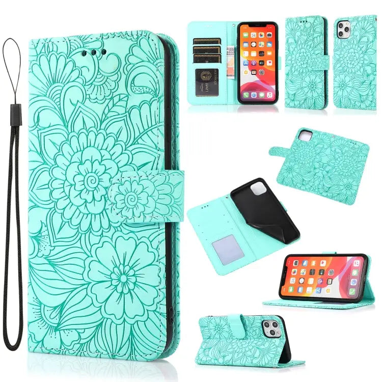 Skin Feel Embossed Sunflower Horizontal Flip Leather Case with Holder & Card Slots & Wallet & Lanyard For iPhone 11 Pro