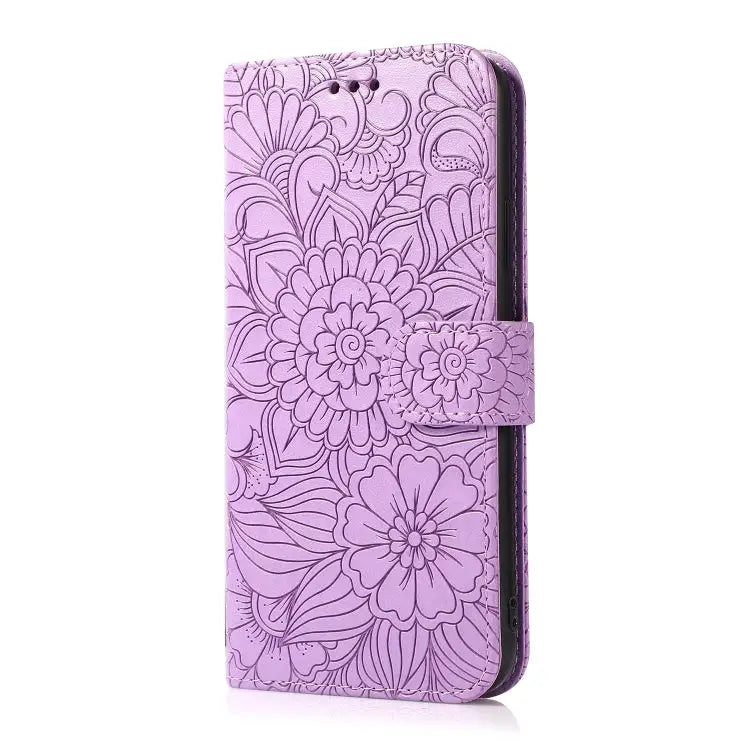 Skin Feel Embossed Sunflower Horizontal Flip Leather Case with Holder & Card Slots & Wallet & Lanyard For iPhone 12