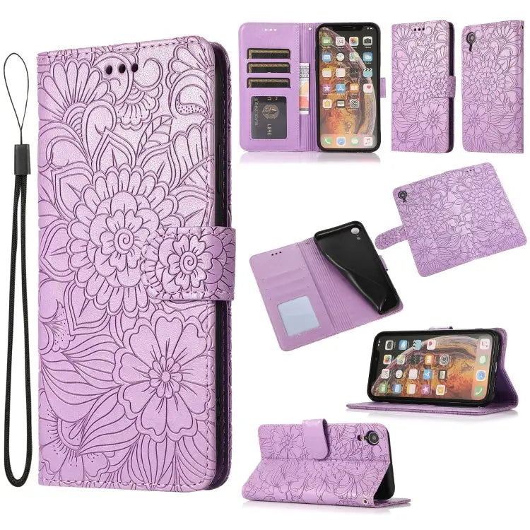 Skin Feel Embossed Sunflower Horizontal Flip Leather Case with Holder & Card Slots & Wallet & Lanyard For iPhone 11 Pro
