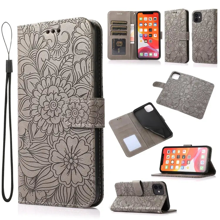 Skin Feel Embossed Sunflower Horizontal Flip Leather Case with Holder & Card Slots & Wallet & Lanyard For iPhone 11 Pro