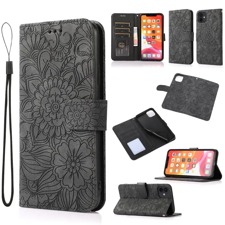 Skin Feel Embossed Sunflower Horizontal Flip Leather Case with Holder & Card Slots & Wallet & Lanyard For iPhone 11 Pro