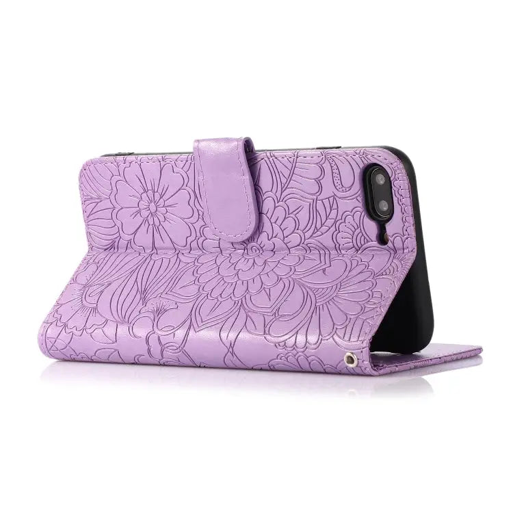 Skin Feel Embossed Sunflower Horizontal Flip Leather Case with Holder & Card Slots & Wallet & Lanyard For iPhone 7 Plus