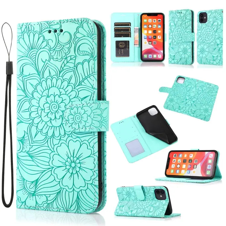 Skin Feel Embossed Sunflower Horizontal Flip Leather Case with Holder & Card Slots & Wallet & Lanyard For iPhone 11 Pro