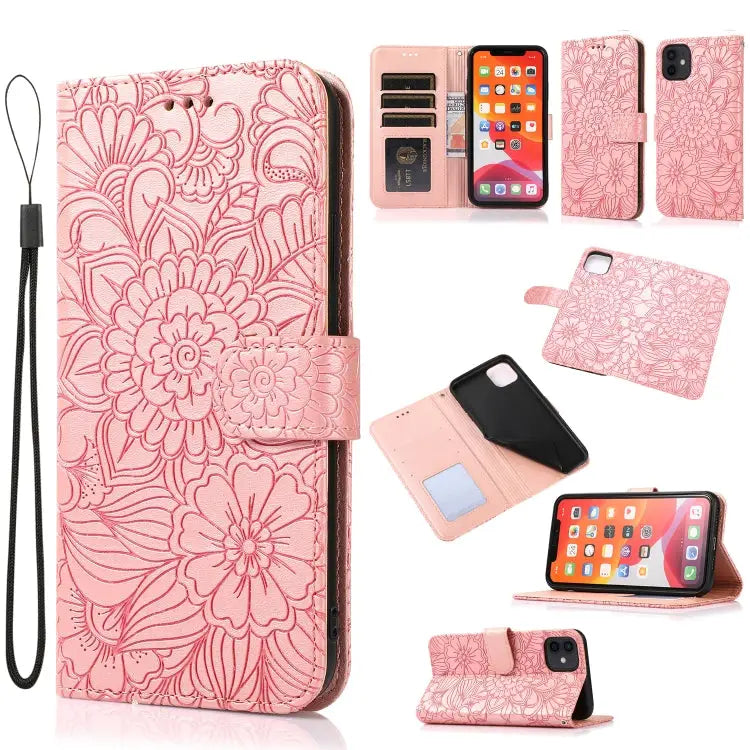 Skin Feel Embossed Sunflower Horizontal Flip Leather Case with Holder & Card Slots & Wallet & Lanyard For iPhone 11 Pro
