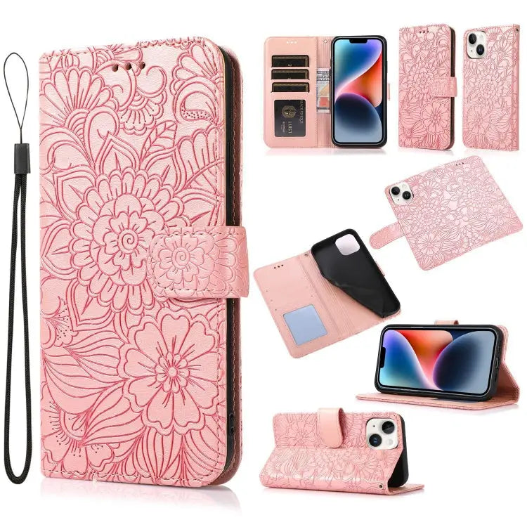 Skin Feel Embossed Sunflower Horizontal Leather Case For iPhone 13 For iPhone 13 mini For iPhone 13 Pro For iPhone 13