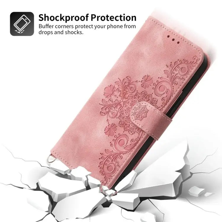 Skin-feel Flowers Embossed Wallet Leather Phone Case - Apple Accessories