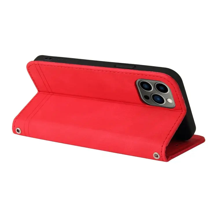 Skin Feel Life Tree Metal Button Horizontal Flip Leather Case with Holder & Card Slot & Wallet & Photo Frame & Strap