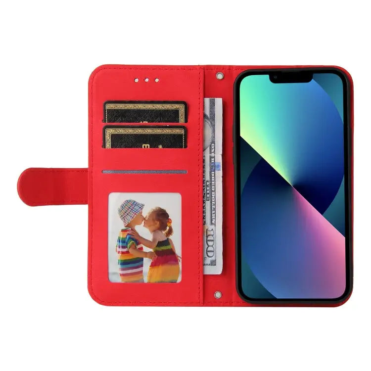 Skin Feel Life Tree Metal Button Horizontal Flip Leather Case with Holder & Card Slot & Wallet & Photo Frame & Strap