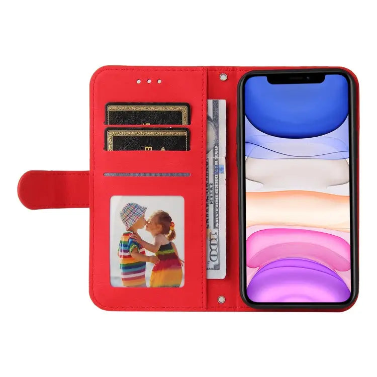 Skin Feel Life Tree Metal Button Horizontal Flip Leather Case with Holder & Card Slot & Wallet & Photo Frame & Strap