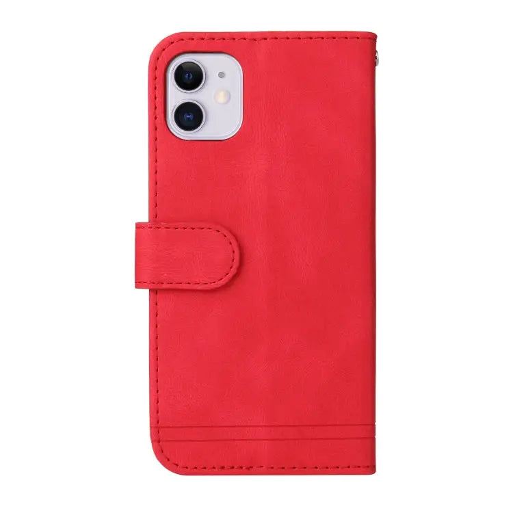 Skin Feel Life Tree Metal Button Horizontal Flip Leather Case with Holder & Card Slot & Wallet & Photo Frame & Strap