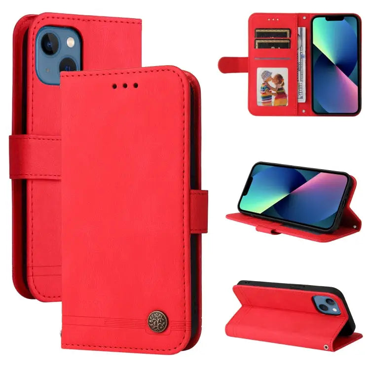 Skin Feel Life Tree Metal Button Horizontal Flip Leather Case with Holder & Card Slot & Wallet & Photo Frame & Strap
