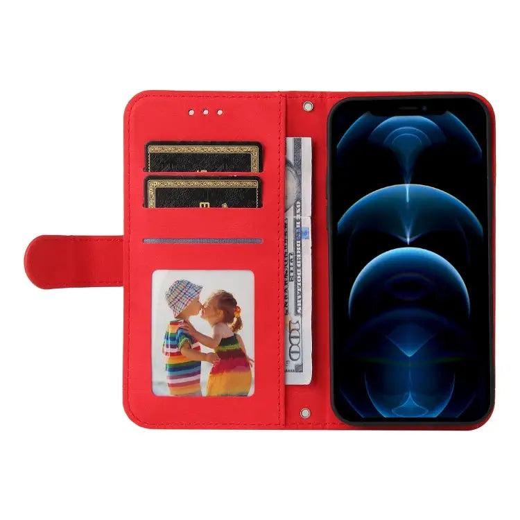 Skin Feel Life Tree Metal Button Horizontal Flip Leather Case with Holder & Card Slot & Wallet & Photo Frame & Strap
