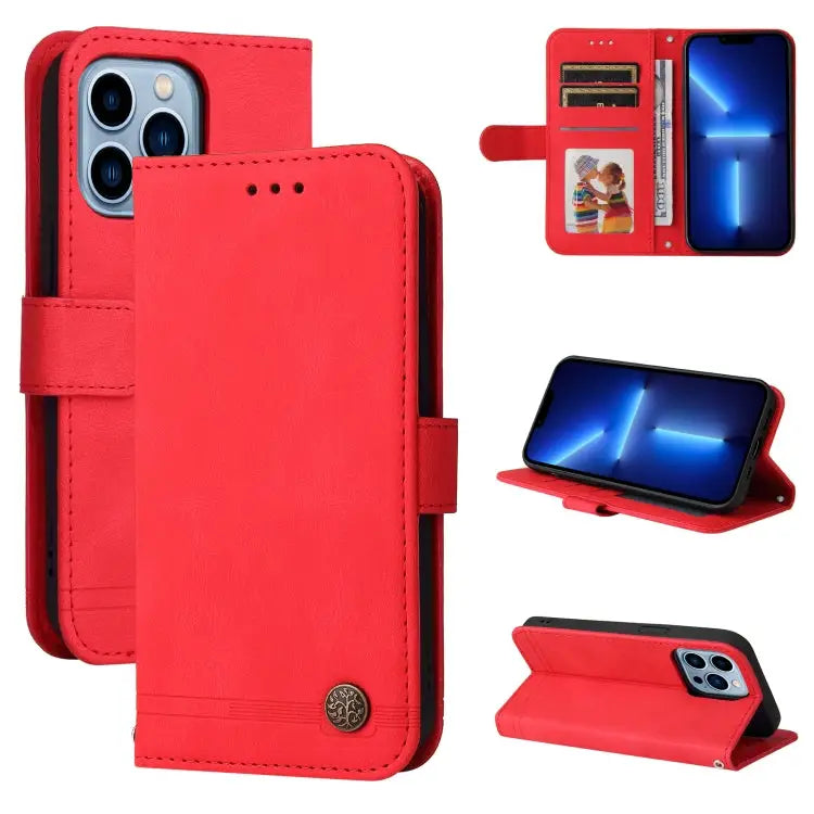 Skin Feel Life Tree Metal Button Horizontal Flip Leather Case with Holder & Card Slot & Wallet & Photo Frame & Strap