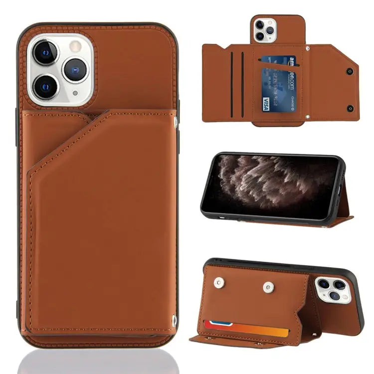 Skin Feel PU + TPU + PC Back Cover Shockproof Case with Card Slots & Holder & Photo Frame For iPhone 11 For iPhone 11