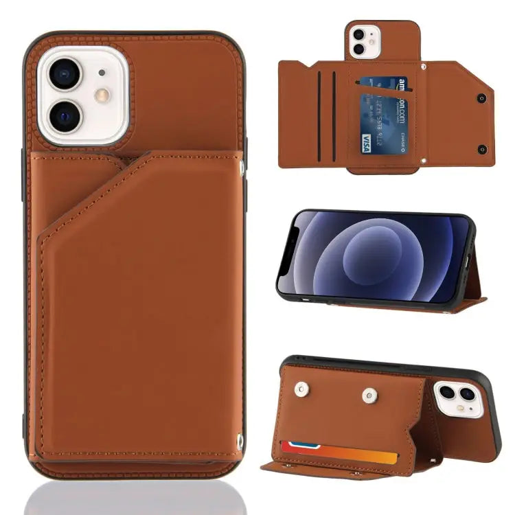 Skin Feel PU + TPU + PC Back Cover Shockproof Case with Card Slots & Holder & Photo Frame For iPhone 11 For iPhone 11
