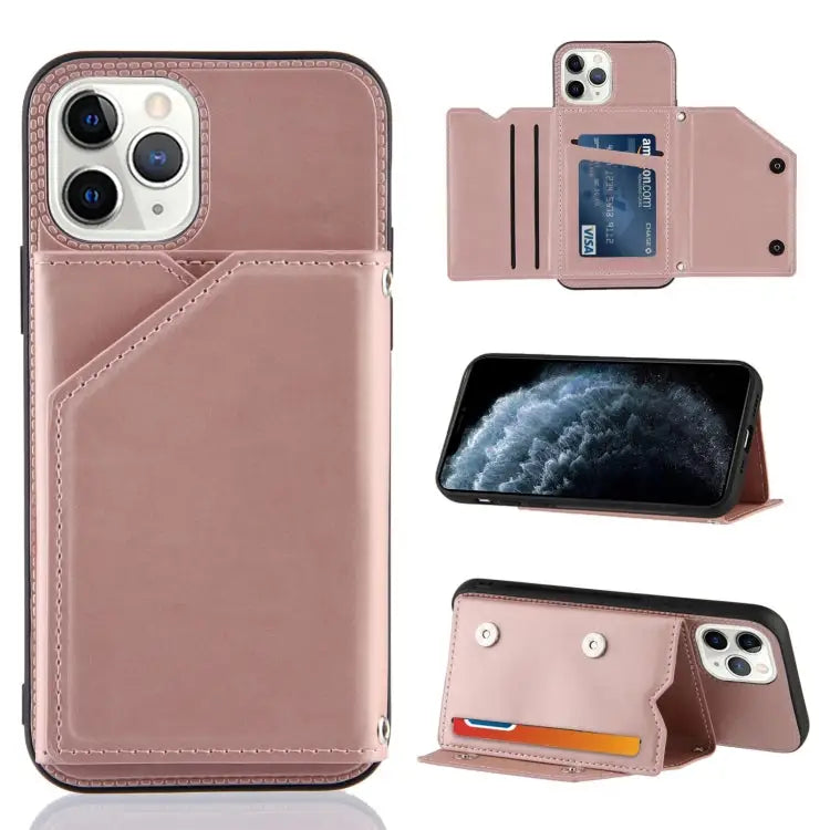 Skin Feel PU + TPU + PC Back Cover Shockproof Case with Card Slots & Holder & Photo Frame For iPhone X / XS For iPhone