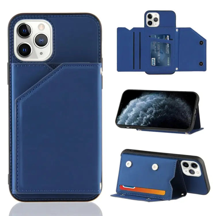Skin Feel PU + TPU + PC Back Cover Shockproof Case with Card Slots & Holder & Photo Frame For iPhone X / XS For iPhone