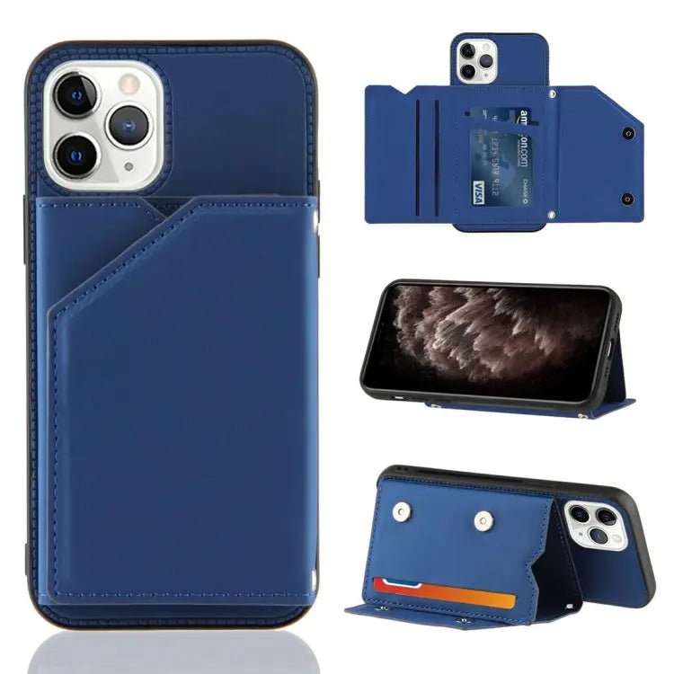 Skin Feel PU + TPU + PC Back Cover Shockproof Case with Card Slots & Holder & Photo Frame For iPhone 11 For iPhone 11