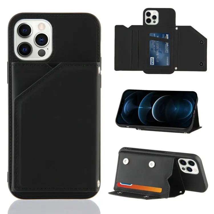 Skin Feel PU + TPU + PC Back Cover Shockproof Case with Card Slots & Holder & Photo Frame For iPhone 11 For iPhone 11