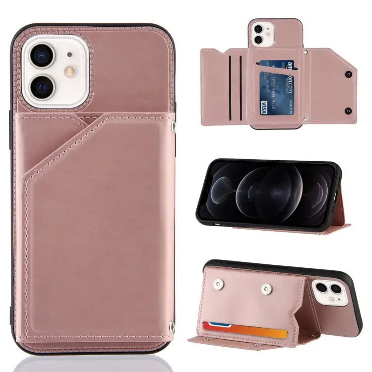Skin Feel PU + TPU + PC Back Cover Shockproof Case with Card Slots & Holder & Photo Frame For iPhone 11 For iPhone 11