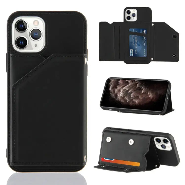 Skin Feel PU + TPU + PC Back Cover Shockproof Case with Card Slots & Holder & Photo Frame For iPhone 11 For iPhone 11
