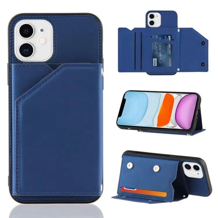 Skin Feel PU + TPU + PC Back Cover Shockproof Case with Card Slots & Holder & Photo Frame For iPhone X / XS For iPhone