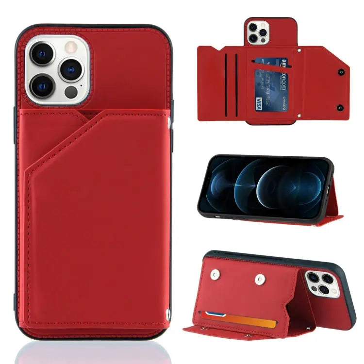 Skin Feel PU + TPU + PC Back Cover Shockproof Case with Card Slots & Holder & Photo Frame For iPhone 11 For iPhone 11