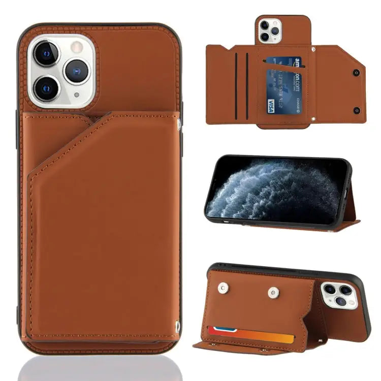 Skin Feel PU + TPU + PC Back Cover Shockproof Case with Card Slots & Holder & Photo Frame For iPhone X / XS For iPhone