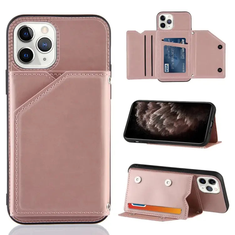Skin Feel PU + TPU + PC Back Cover Shockproof Case with Card Slots & Holder & Photo Frame For iPhone 11 For iPhone 11