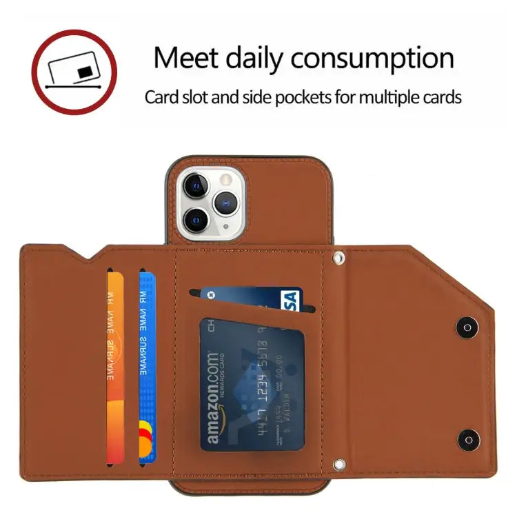Skin Feel PU + TPU + PC Back Cover Shockproof Case with Card Slots & Holder & Photo Frame For iPhone 11 For iPhone 11