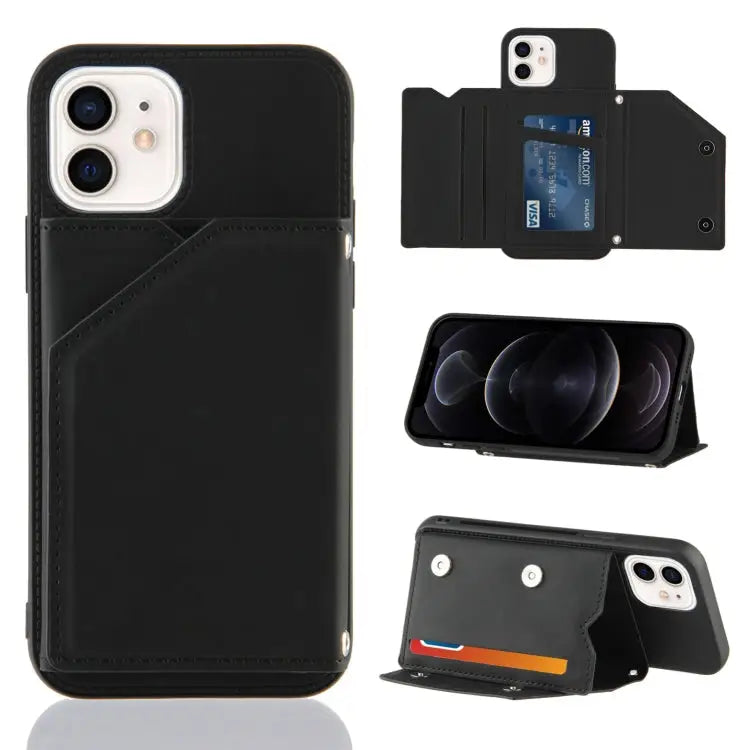 Skin Feel PU + TPU + PC Back Cover Shockproof Case with Card Slots & Holder & Photo Frame For iPhone 11 For iPhone 11