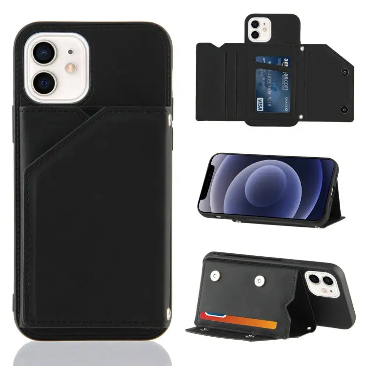Skin Feel PU + TPU + PC Back Cover Shockproof Case with Card Slots & Holder & Photo Frame For iPhone 11 For iPhone 11