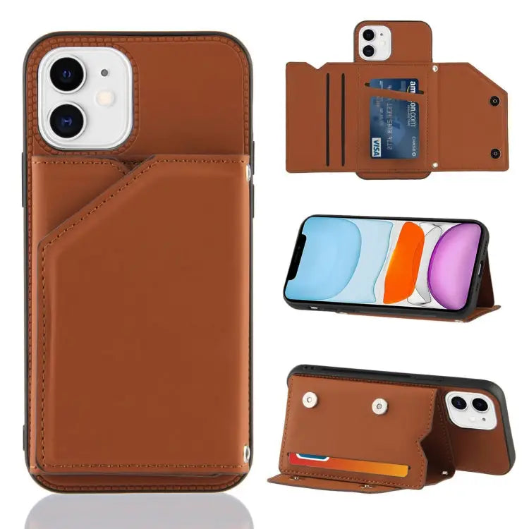 Skin Feel PU + TPU + PC Back Cover Shockproof Case with Card Slots & Holder & Photo Frame For iPhone X / XS For iPhone
