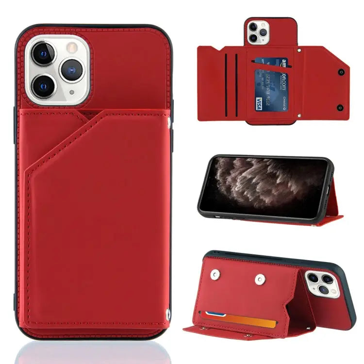 Skin Feel PU + TPU + PC Back Cover Shockproof Case with Card Slots & Holder & Photo Frame For iPhone 11 For iPhone 11