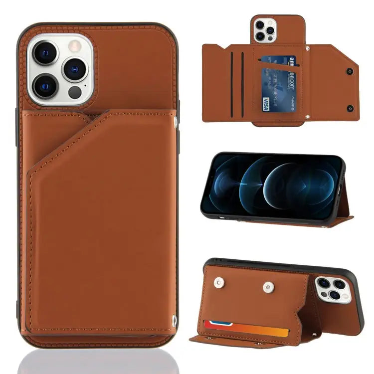 Skin Feel PU + TPU + PC Back Cover Shockproof Case with Card Slots & Holder & Photo Frame For iPhone 11 For iPhone 11