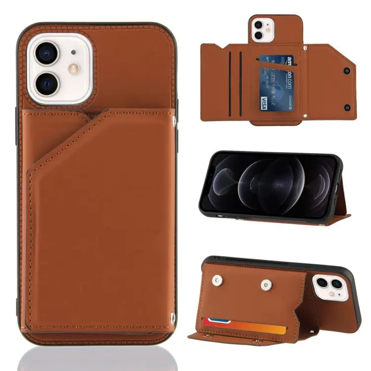 Skin Feel PU + TPU + PC Back Cover Shockproof Case with Card Slots & Holder & Photo Frame For iPhone 11 For iPhone 11