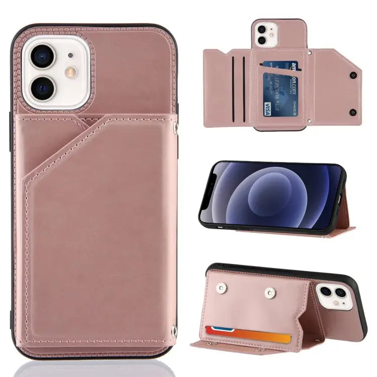 Skin Feel PU + TPU + PC Back Cover Shockproof Case with Card Slots & Holder & Photo Frame For iPhone 11 For iPhone 11